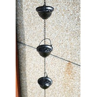 Chaîne de pluie décorative en cuivre poli, style unique, revêtement noir, faite à la main, pour extérieur et jardin
