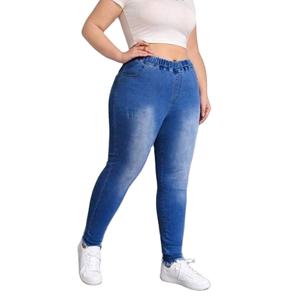 Wholesale Customized Plus Size Breathable <b>Elastic</b> <b>Waist</b> Skinny pants top Quality Women <b>Ladies</b> Denim Casual <b>Jeans</b> Pants - Product Image 1