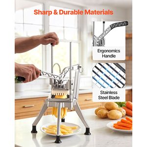 Cortador de Papas Fritas Comercial de Acero Inoxidable de 1/2 Pulgada con Palanca Ergonómica, Cortador de Vegetales para la Industria de la Cebolla - Product Image 5