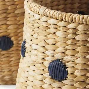 Panier en jacinthe d'eau à motif à pois, panier de rangement fait main, vente en gros, écologique, fabriqué par VgreenArt du Vietnam - Product Image 3