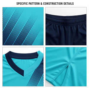 Ensemble de maillots de football sublimés pour hommes, col en V, manches courtes, vêtements de sport respirants, couleur dégradée, uniforme en polyester - Product Image 6