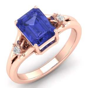 REYES <b>Emerald</b> Cut 2.5 Carat Tanzanite Gemstone <b>Ring</b> Exquisite 925 Sterling <b>Silver</b> GRA Certified Moissanite Fine Jewelry Gifts - Product Image 2