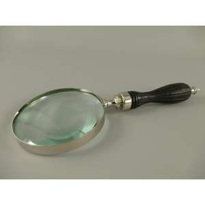 Loupe nautique à bordure argentée avec manche en bois, articles cadeaux de bureau et d'affaires - Product Image 5