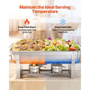 9 Qt Stainless Steel Rectangle <b>Chafing</b> Dish Food Warmer Chafer Set 2 Pack Hollow Handle <b>Fuel</b> Holder 1 Tongs Banquet D0100XFE3NG - Product Image 2