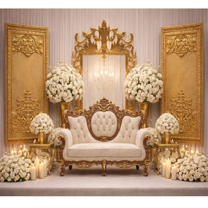 Luxury Golden Fiber <b>Frames</b> Panel for Stage Decor Premium Indian Wedding Reception Stage Royal Wedding Sofa Backdrop Ireland - Product Image 1