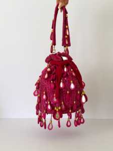 กระเป๋าคลัทช์ปักลายกระจกสำหรับงานแต่งงานของผู้หญิงกระเป๋าปาร์ตี้อินเดียงานทำมือคุณภาพส่งออก - Product Image 5