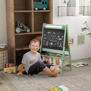 Green Art Easel with Paper Roll Blackboard and Whiteboard Storage - Product Image 3