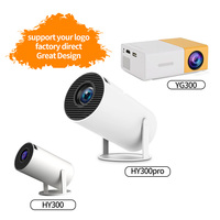 Projecteur Home Cinéma Mini HY300 Pro Android 11, 2 Go de RAM, 16 Go de ROM, 160 Lumens ANSI, Prise en charge 4K, Portable, Courte Portée, Mise au Point Manuelle