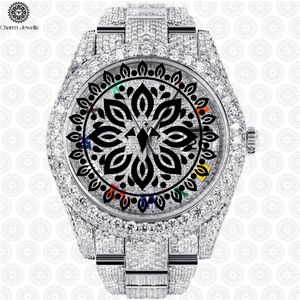 Charm Jewells Luxury Stainless Steel <b>Diamond</b> <b>Watch</b> Round Case 40mm Analog Quartz Sapphire Crystal Unisex Folding Clasp - Product Image 3