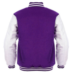 <b>Men's</b> Purple <b>White</b> letterman <b>jacket</b>/letterman <b>jacket</b> Cotton Polyester Preppy Style Turn-down Collar Regular Sleeve Autumn Casual - Product Image 4