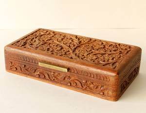 <b>Cheap</b> Wooden Storage <b>Box</b> for Precious Accessories, Wedding Memories, Coins and Special <b>Gifts</b> with Rustic Vintage Carving - Product Image 5