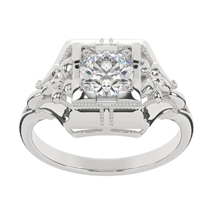 Bague en argent sterling 925 pour femme, motif floral, diamant moissanite taille ronde, cadeau de fiançailles - Product Image 2