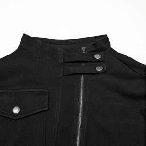 Custom Wholesale <b>Men's</b> Gothic Punk Rock Slim Fit Asymmetric Zipper Long Sleeve Stand Collar T-Shirt Top - Product Image 6