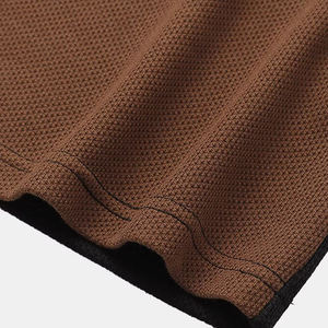 Men's Oversized O-Neck Short Sleeve Color Blocked Knitted T-Shirt Casual <b>Patchwork</b> <b>Top</b> - Product Image 5