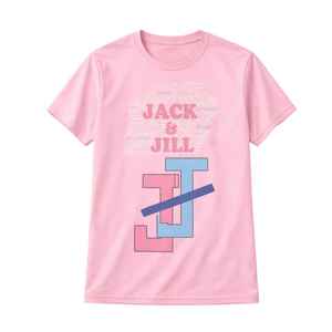 T-shirt Jack and Jill Dri Fit rose avec logo Jack and Jill, confortable, pour jeunes, pour le sport et les occasions décontractées. - Product Image 1
