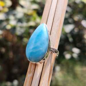 Larimar <b>Ring</b> <b>Men</b> Sterling <b>Silver</b> Natural Blue Gemstone Engagement Gift Handmade Jewelry Elegant - Product Image 5