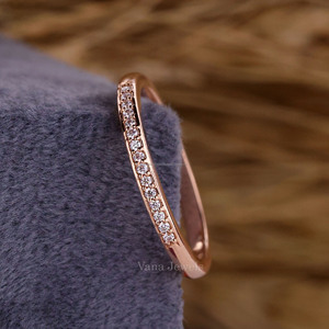 Bague de mariage et de fiançailles empilable en or jaune minimaliste avec diamant brillant de laboratoire, certifiée IGI, cadeau pour elle - Product Image 1