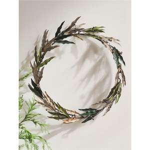 Pre-Lit Mistletoe Wreath Wall Hanging Decor Fairy Lights White Berry Leaf Hoop Garland Velvet <b>Ribbon</b> Christmas Wall Art - Product Image 3