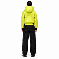 Blouson bomber tactique en cuir d'agneau léger, coupe courte, à capuche, vert fluo, style streetwear, personnalisé OEM, pour femme, automne/hiver