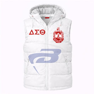 Gilet matelassé tricoté Delta Sigma Theta Sorority avec broderie personnalisée de lettres grecques, blanc, à capuche, imperméable et respirant, pour hommes et femmes - Product Image 1