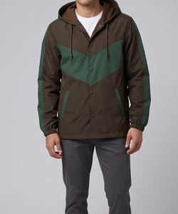 Chaqueta Cortavientos con Capucha para Hombre, Chaqueta Cortavientos para Senderismo al Aire Libre, 100% Nailon y Poliéster, Botones Frontales con Bolsillos Laterales - Product Image 4