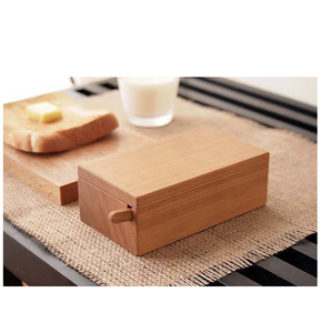 Caja de mantequilla de madera al por mayor, diseño único, con cuchillo, rectangular con tapa - Product Image 1