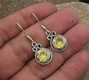 ต่างหูพลอยซิทรินธรรมชาติทรงหยดน้ำ เงินแท้ 925 ดีไซน์หรูหรา สำหรับงานปาร์ตี้ เหมาะสำหรับผู้หญิง ขายส่ง - Product Image 3