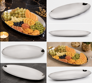 Plateau de service à fruits en métal moderne, plateau à fruits ovale décoratif, plateau de service de luxe pour la table, pour les dîners et les réceptions - Product Image 5