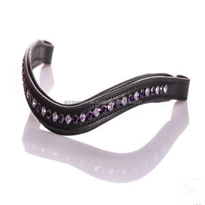 Lujo Cómodo vaca acolchado canal vacío cuero caballo ceja banda con incrustaciones de cristales multicolores diamante Bling ceja banda - Product Image 2