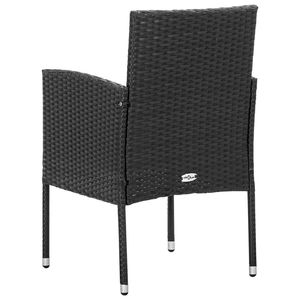 Juego de 4 Sillas de Jardín de Acero y Ratán Sintético Negro, 100% Poliéster, Asientos Exteriores Duraderos y Elegantes - Product Image 5