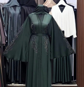 Hot sale Modest Dubai Beaded Sequined Long Sleeve <b>Abaya</b> Muslim Traditional Handmade Wedding Women Polyester Breathable V Neck - Product Image 1