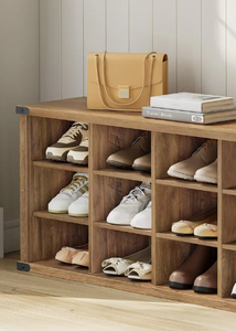 Meuble à chaussures contemporain en bois massif personnalisable, rangement multifonctionnel rétro, armoire intégrée pour entrée, mobilier de maison - Product Image 6
