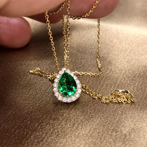 Collar Unisex de Oro Sólido de 14K con Diamante de Corte Brillante Redondo, Estilo Vintage Minimalista para Uso Diario, Color G - Product Image 1