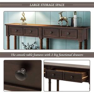 Tavolo consolle Espresso con due cassetti portaoggetti e ripiano inferiore per soggiorno o ingresso Console di facile assemblaggio divano tavolo - Product Image 3