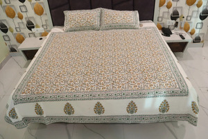 Hand Block Print Cotton Bedsheet Ethnic Floral Indian <b>Bedding</b> for Home Decor for Best Price - Product Image 2