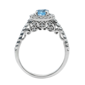 Anillo Halo Azul Aqua con Acabado en Rodio de Plata de Ley 925 para Mujer, Joyería para Bodas y Fiestas - Product Image 1
