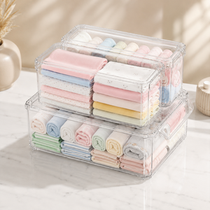 Clear Kids Apparel Organizer Bins for T-Shirts, Shorts, Leggings & Nursery Storage Solutions - Product Image 1