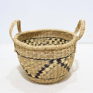 Panier de rangement multifonction en jonc de mer rustique avec poignées tressées, forme ronde, pour le stockage des légumes, écologique - Product Image 4