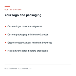 Black Genuine Leather Folding <b>Wallet</b> <b>Mens</b> Open <b>Card</b> Holder Custom Logo Daily Use Made in Pakistan - Product Image 3