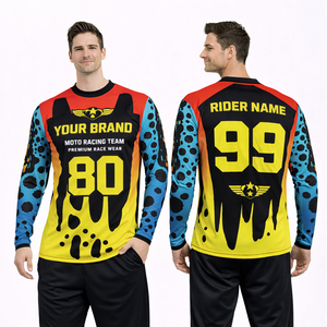 เสื้อเจอร์ซีย์มอเตอร์ครอสแบบซับลิเมชั่นสั่งทำพิเศษ ระบายอากาศได้ดี แห้งเร็ว สำหรับแข่งจักรยานเสือภูเขาและมอเตอร์ไซค์วิบาก - Product Image 1
