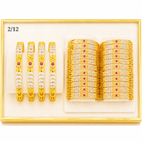 Brazaletes chapados en oro de 24 quilates para mujer con diseño clásico de flores A-43015