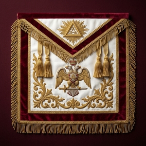 Parche de lujo personalizado bordado en 3D para delantal masónico, de terciopelo rojo con flecos dorados, insignia para coser - Product Image 1