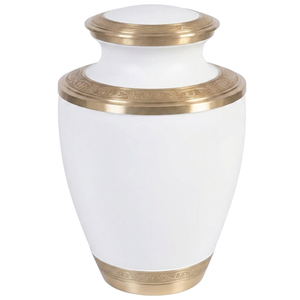 Urnas funerarias de latón de alta calidad y acabado verde para adultos, con hermosa banda grabada en oro, urnas conmemorativas. - Product Image 6