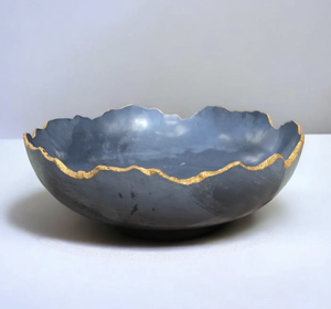 Bol en bois et résine moderne, design marbré turquoise, fait main, hydroformé, écologique, origine Inde, artisanat Tayyab, pour servir la soupe - Product Image 2