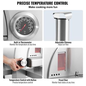 Four à pizza portable 22 pouces à double alimentation (pellets et gaz) pour usage extérieur, en cordier épaissi pour la cuisson en plein air - Product Image 4