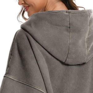 Sweat à capuche oversize pour femme avec doublure en polaire douce, séchage rapide, confortable, 100% coton, personnalisable, sweat à capuche d'hiver - Product Image 5