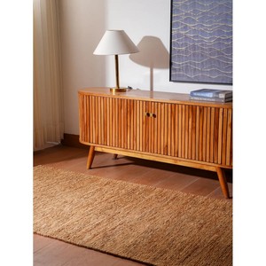 Tapis rectangulaire tressé fait main en jute, motif géométrique, avec envers antidérapant en jute, réversible, adapté aux animaux domestiques, à poils ras, pour salon et pique-nique - Product Image 2