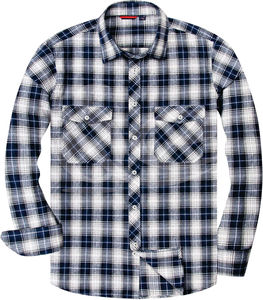 <b>Men's</b> <b>White</b> Plaid <b>Long</b> <b>Sleeve</b> Flannel <b>Shirt</b> 100% Cotton Button Down Collar Casual Autumn Wear - Product Image 1