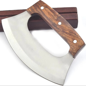 Couteau Ulu Alaskan en acier 12c27, fourreau en cuir, couteau de cuisine forgé à la main, couteau professionnel sur mesure OEM, manche en bois de rose - Product Image 1