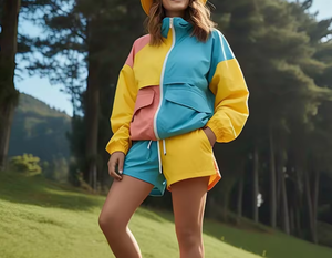 Women Windbreaker <b>Shorts</b> Sets Women Rain Zip-Up Hooded Wind Breaker <b>Short</b> Two Piece Set 100% Nylon Waterproof Suit Ladies - Product Image 4